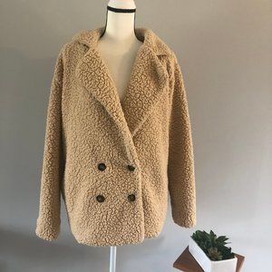 Double Breast Teddy Coat Size Large